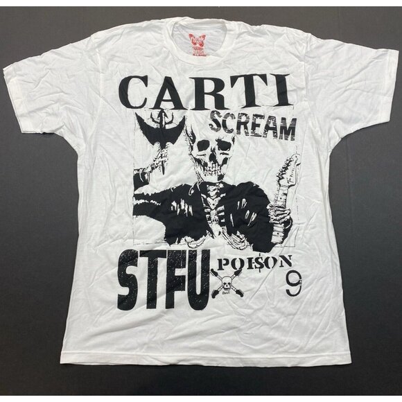 Playboi Carti Scream STFU Poison 9 Skeleton Magnolia Graphic Tee - White - XL - Picture 1 of 5